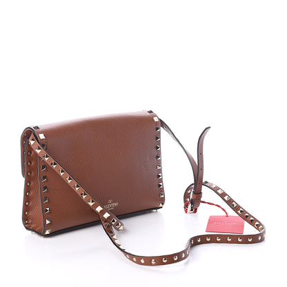 Valentino Garavani Pebbled Calfskin Medium Rockstud Flip Lock Crossbody Bag Bright Cognac 2 of 8