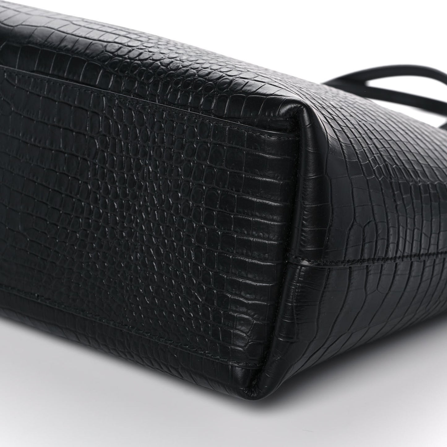 Calfskin Crocodile Embossed Nine2Five East West Tote Black