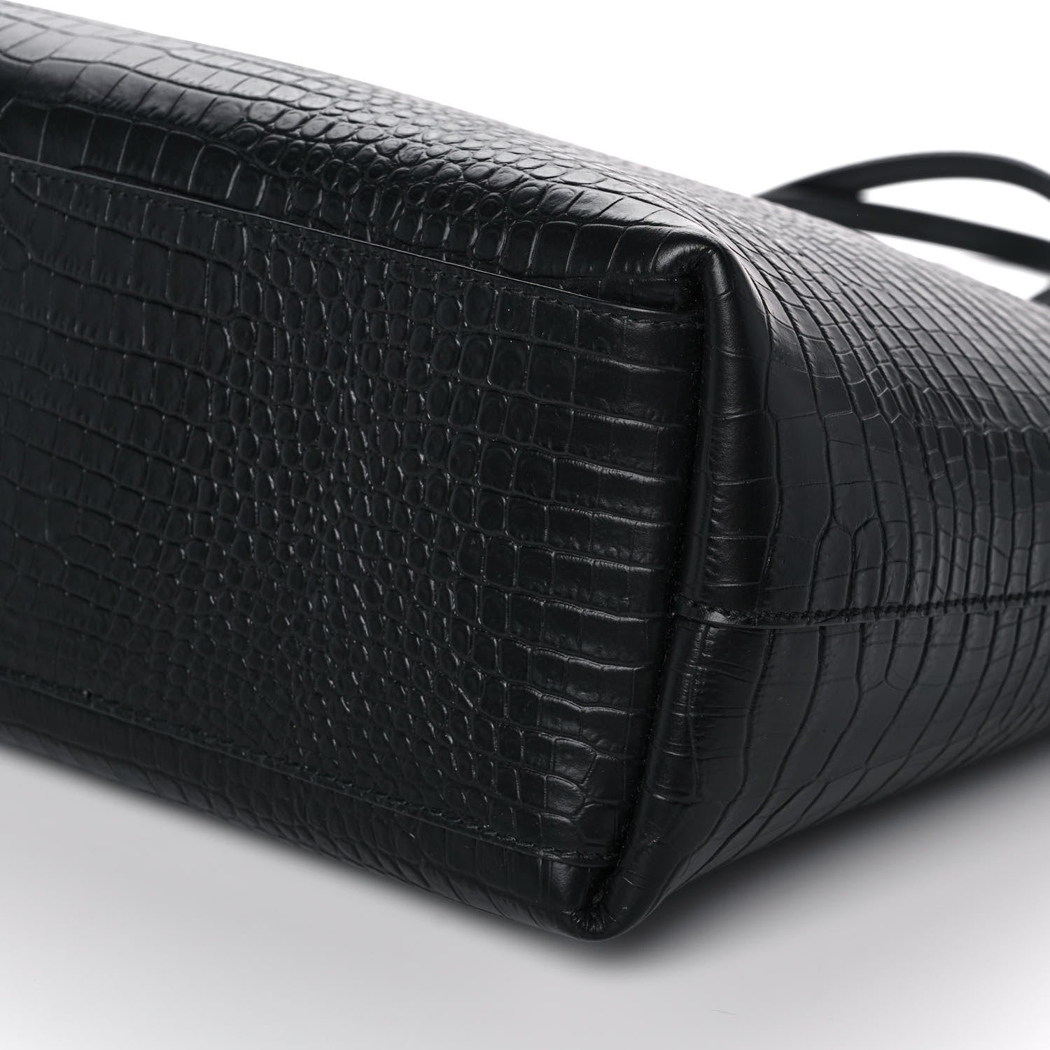 Jimmy Choo Calfskin Crocodile Embossed Nine2Five East West Tote Black 9 of 12