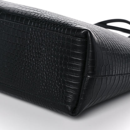 Jimmy Choo Calfskin Crocodile Embossed Nine2Five East West Tote Black 9 of 12