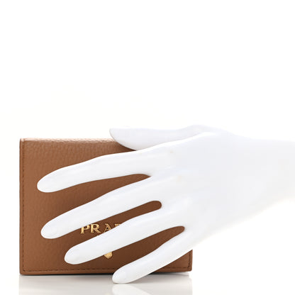 Prada Vitello Daino Small Bi-Fold Wallet Caramel 2 of 9