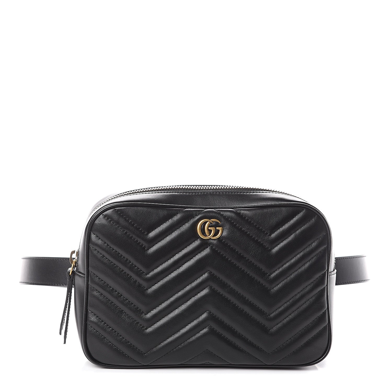 Gucci Calfskin Matelasse Mens GG Marmont Belt Bag 90 36 Black 1 of 8