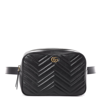 Gucci Calfskin Matelasse Mens GG Marmont Belt Bag 90 36 Black 1 of 8