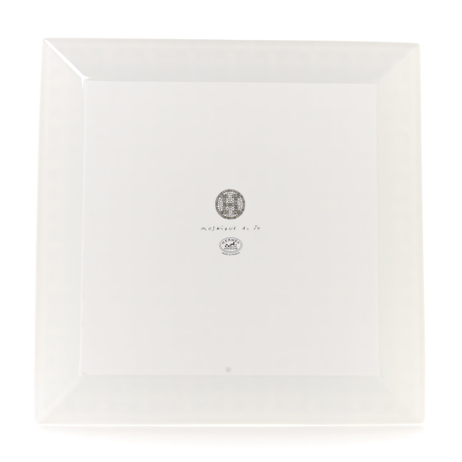 Hermes Porcelain Mosaique au 24 Square Plate Platinum 3 of 4