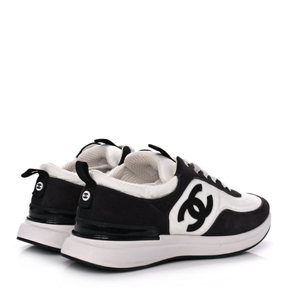 Chanel Nylon Suede Calfskin CC Sneakers 39 White Dark Grey 4 of 9