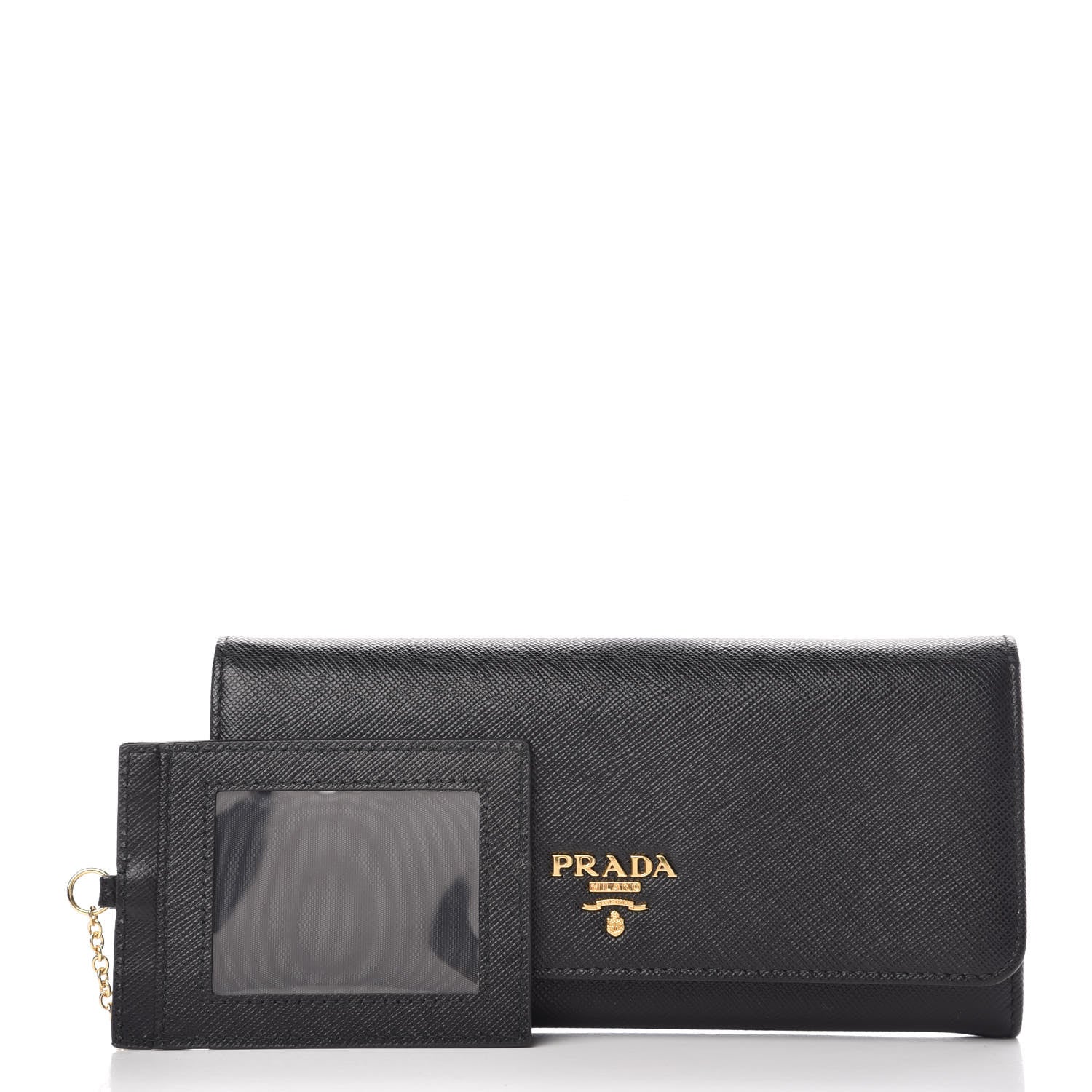 Prada Saffiano Metal Continental Flap Wallet Black 3 of 10