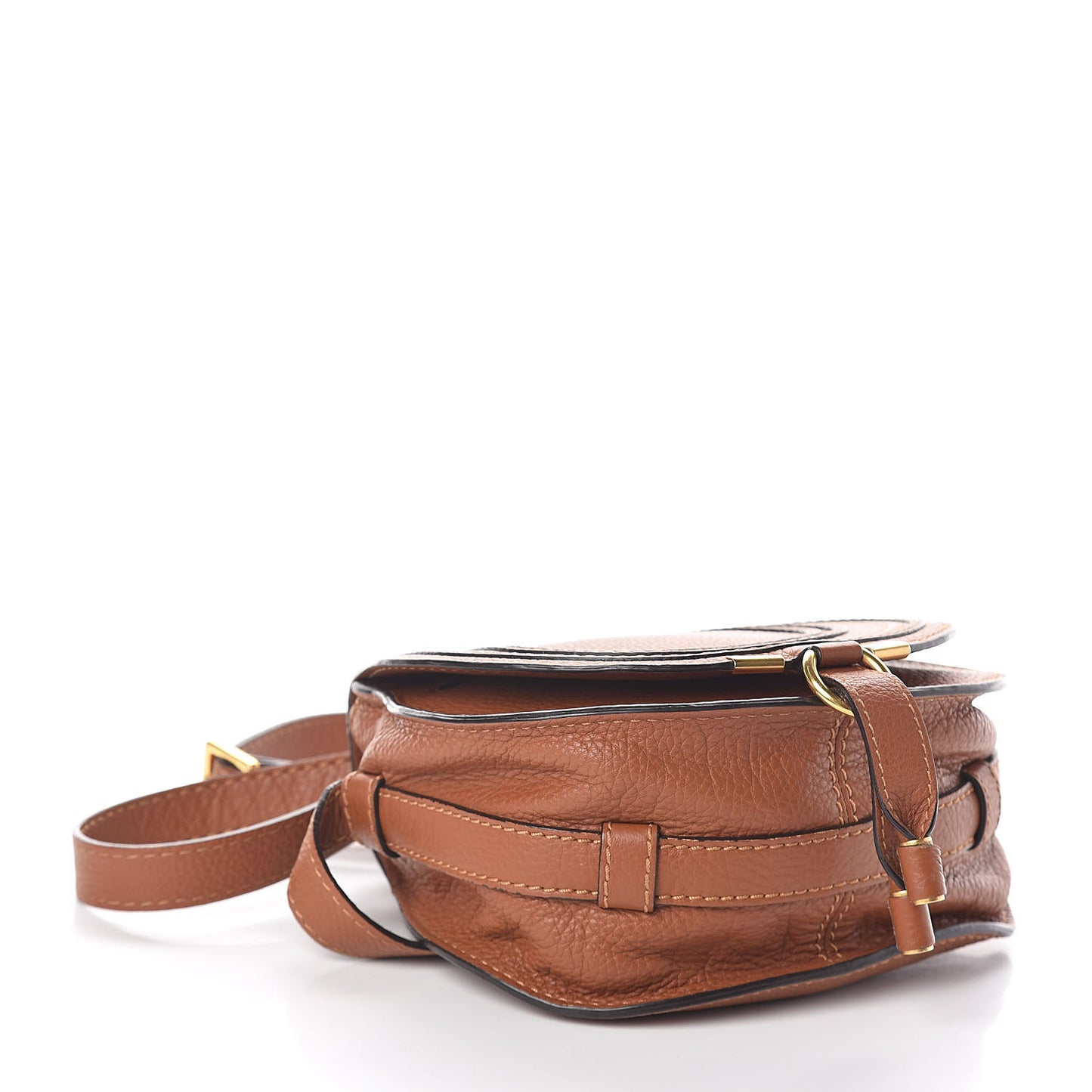 Calfskin Mini Marcie Round Crossbody Bag Tan