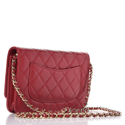 Chanel Caviar Quilted Wallet on Chain WOC Red 3 of 9