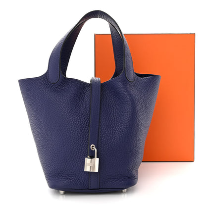 Hermes Taurillon Clemence Picotin Lock 18 PM Bleu Encre 11 of 11