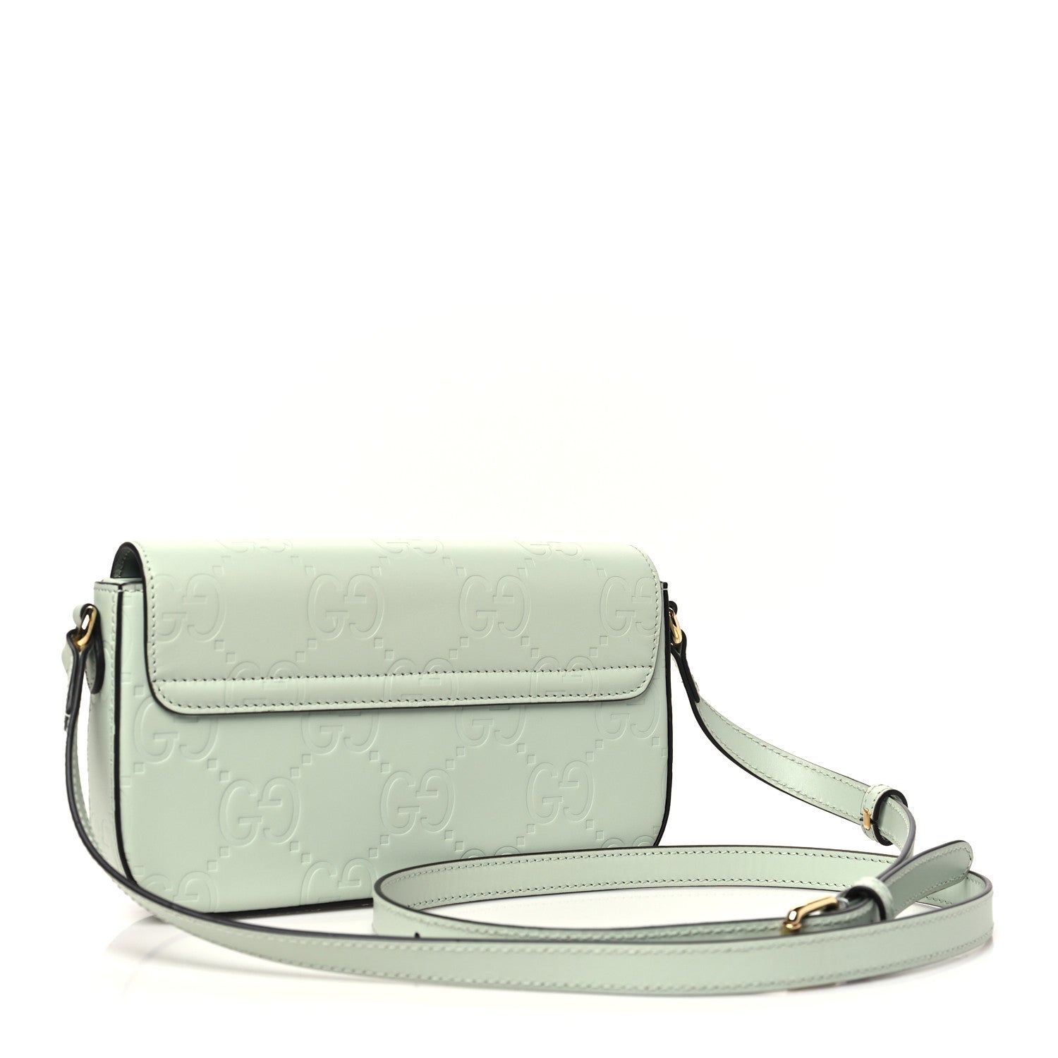 Gucci Calfskin GG Super Mini Shoulder Bag Pale Green 3 of 11