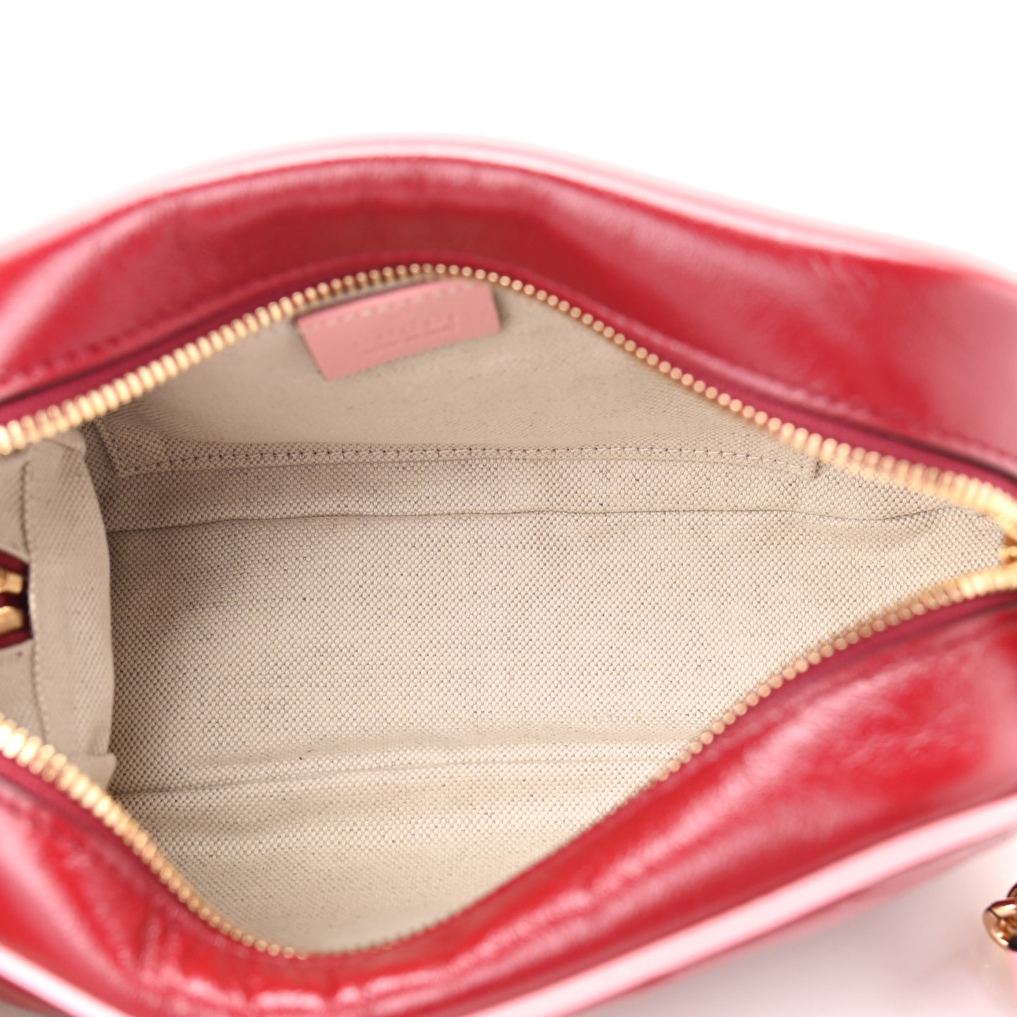 Azalea Calfskin Enamel Matelasse Diagonal Small Torchon GG Marmont Chain Shoulder Bag New Cherry Red Wild Rose