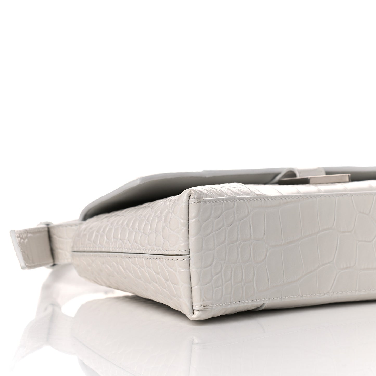 Extra Supple Calfskin Crocodile Embossed XS Downtown Shoulder Bag White