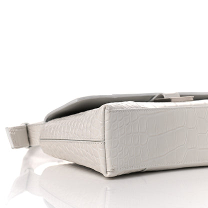 Balenciaga Extra Supple Calfskin Crocodile Embossed XS Downtown Shoulder Bag White 8 of 13