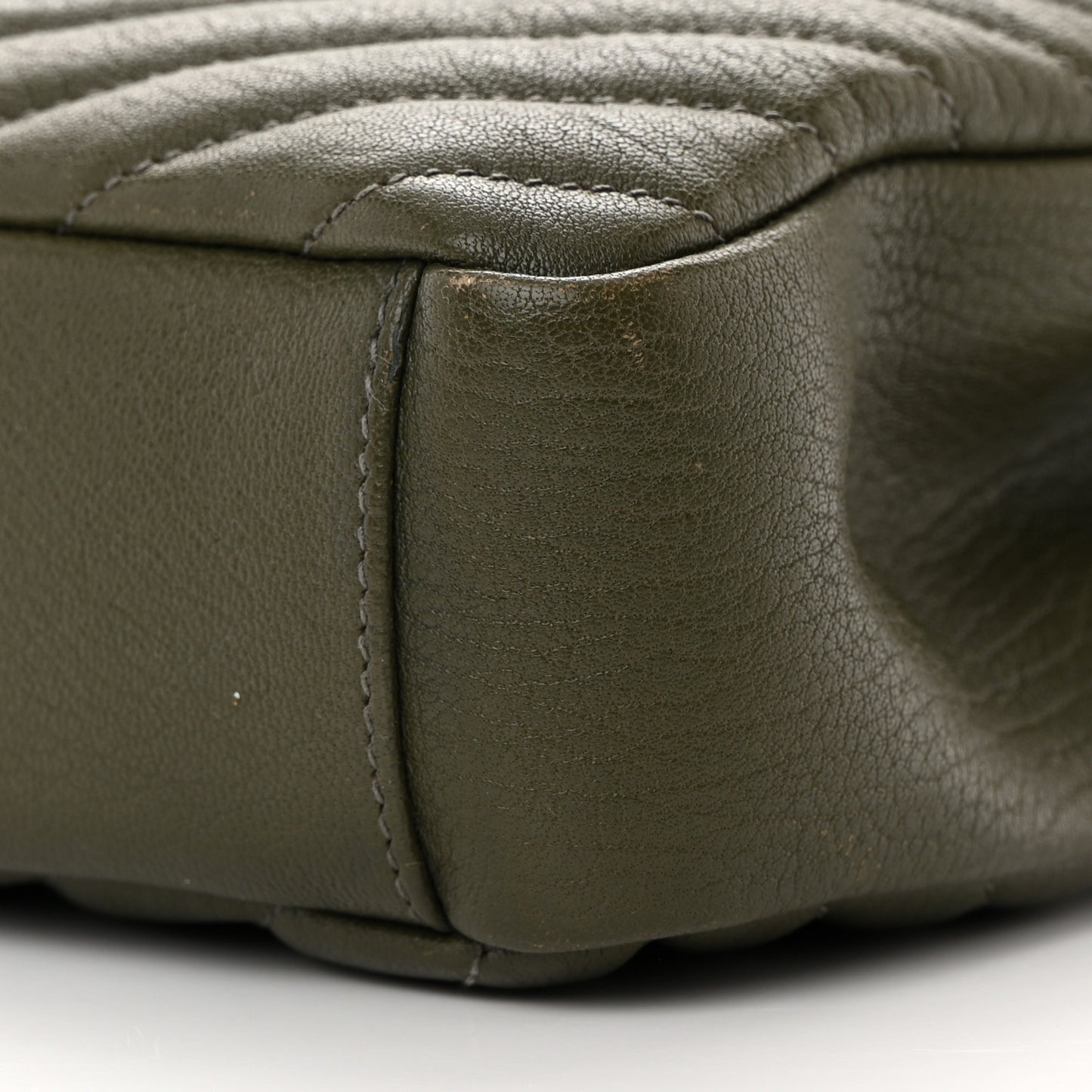 Sheepskin Matelasse Chevron Monogram Medium College Bag Military Olive