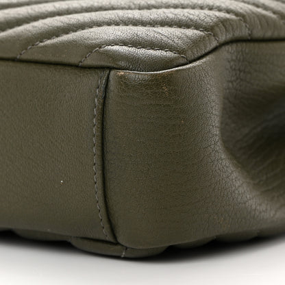 Saint Laurent Sheepskin Matelasse Chevron Monogram Medium College Bag Military Olive 10 of 20