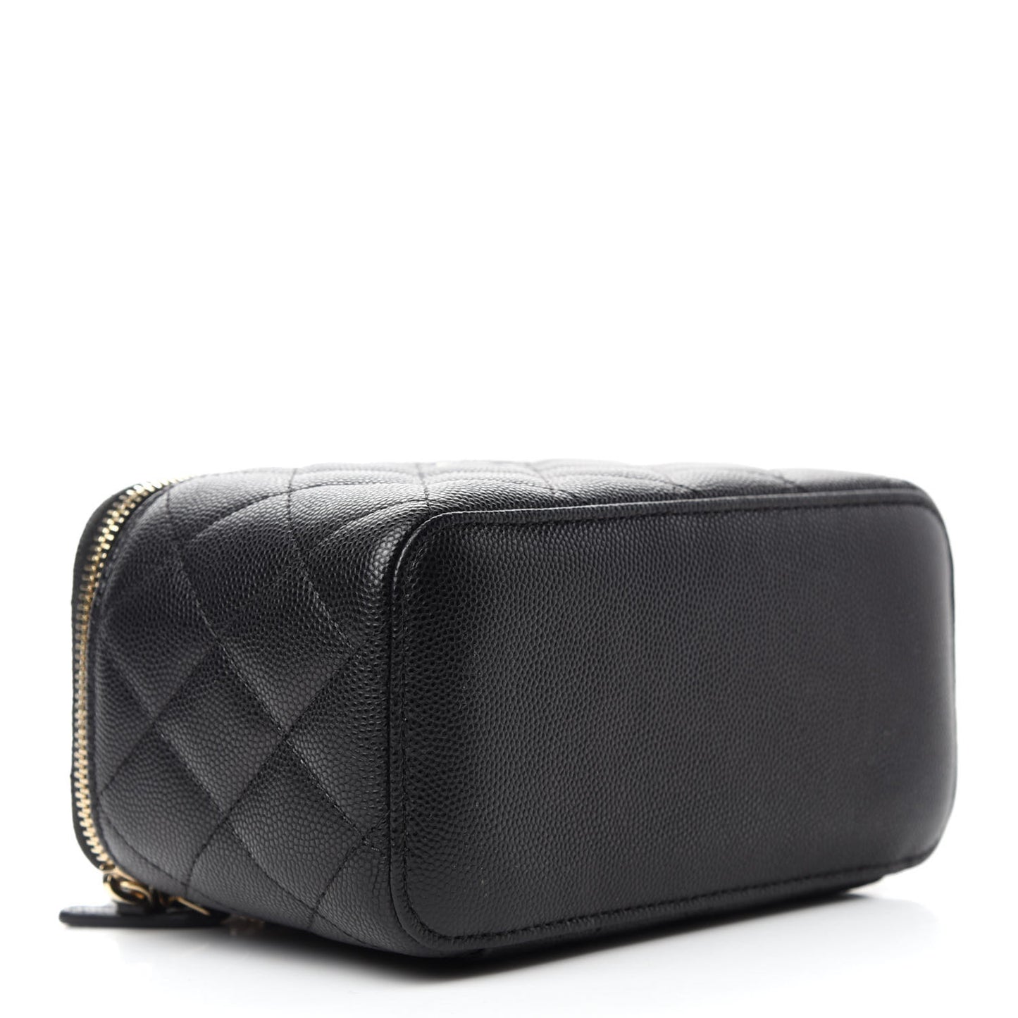 Caviar Quilted Small Vanity Case With Chain Black