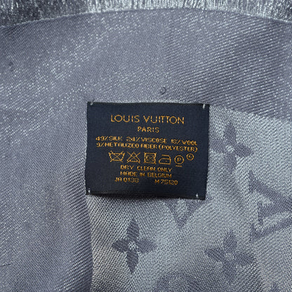 Louis Vuitton Silk Lurex Wool Monogram Shine Shawl Charcoal Grey 4 of 4