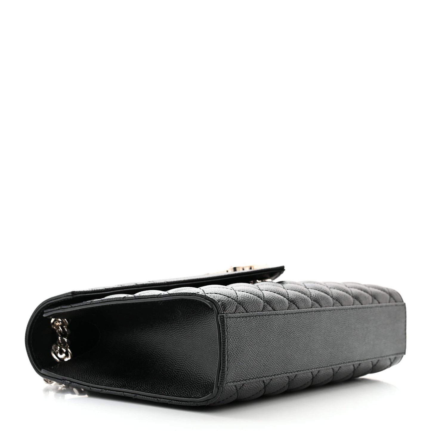 Grain De Poudre Textured Mixed Matelasse Triquilt Medium Monogram Satchel Black