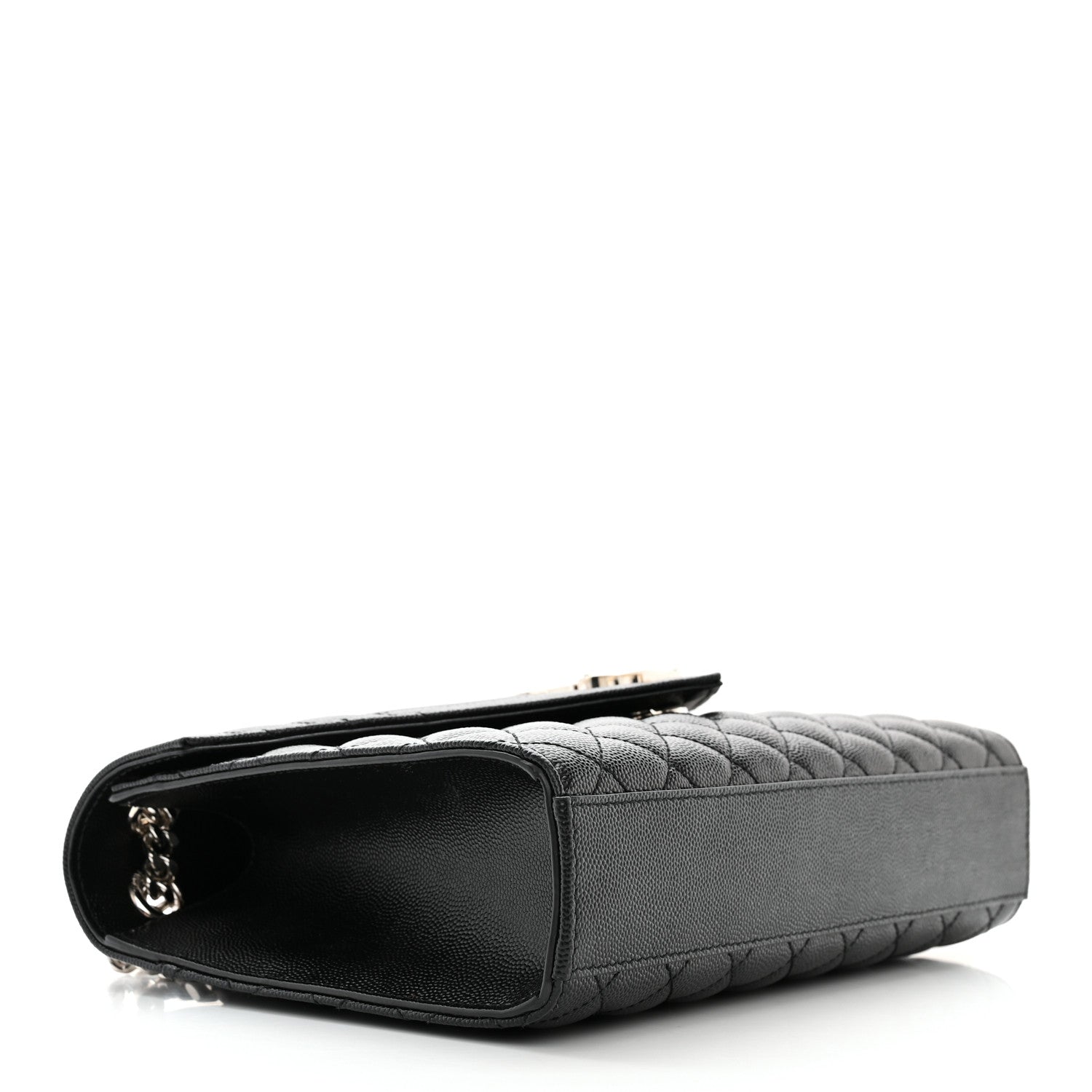 Saint Laurent Grain De Poudre Textured Mixed Matelasse Triquilt Medium Monogram Satchel Black 4 of 10