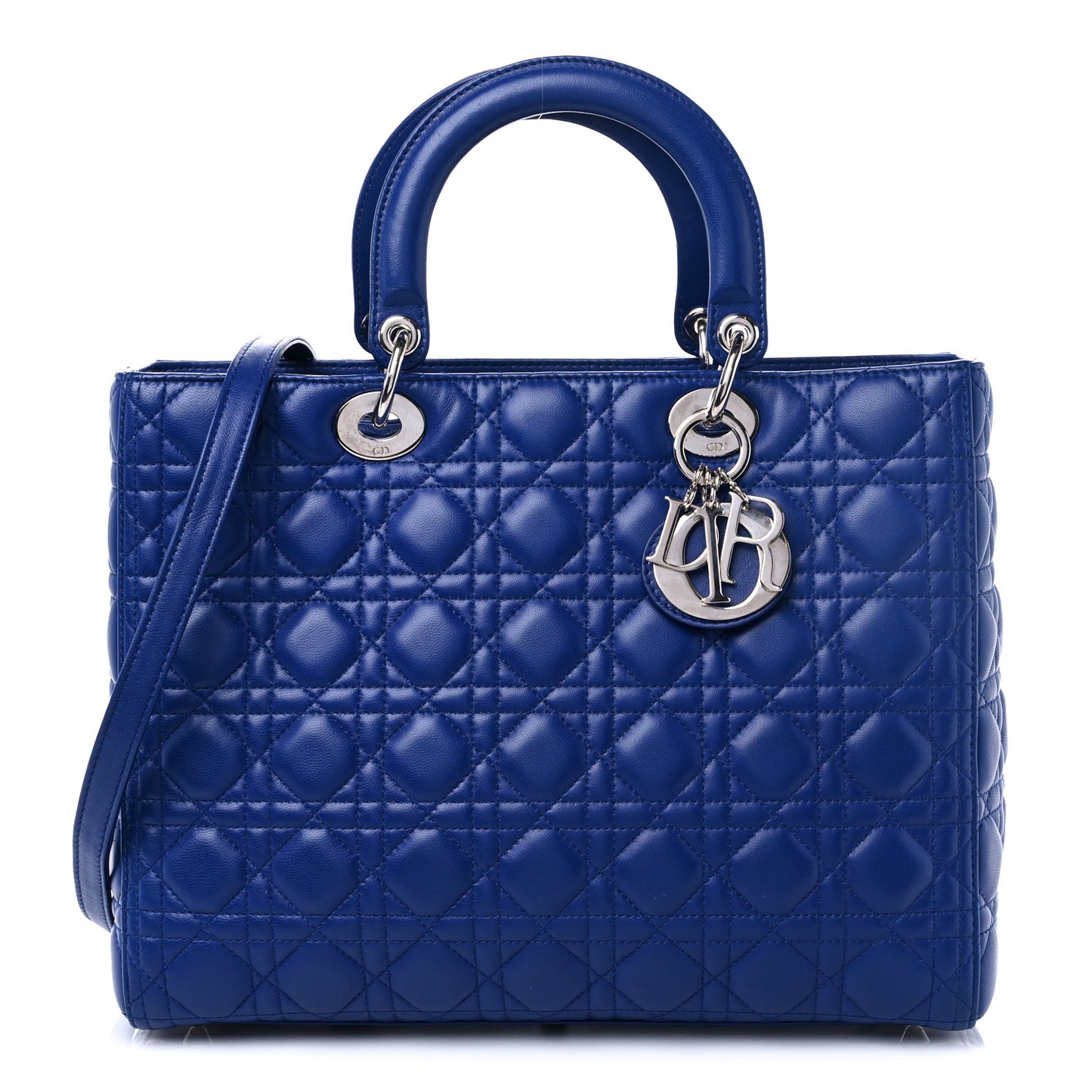 Lambskin Cannage Large Lady Dior Blue