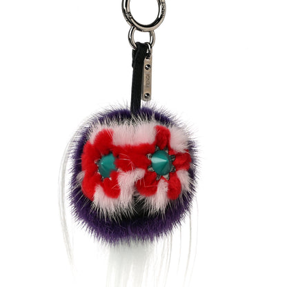 Fendi Fox Fur Monster Flowery Mini Bag Bug Charm Viola Acqua Multicolor 3 of 5