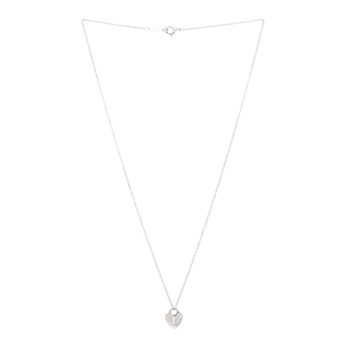 Sterling Silver Heart Lock Pendant Link Necklace