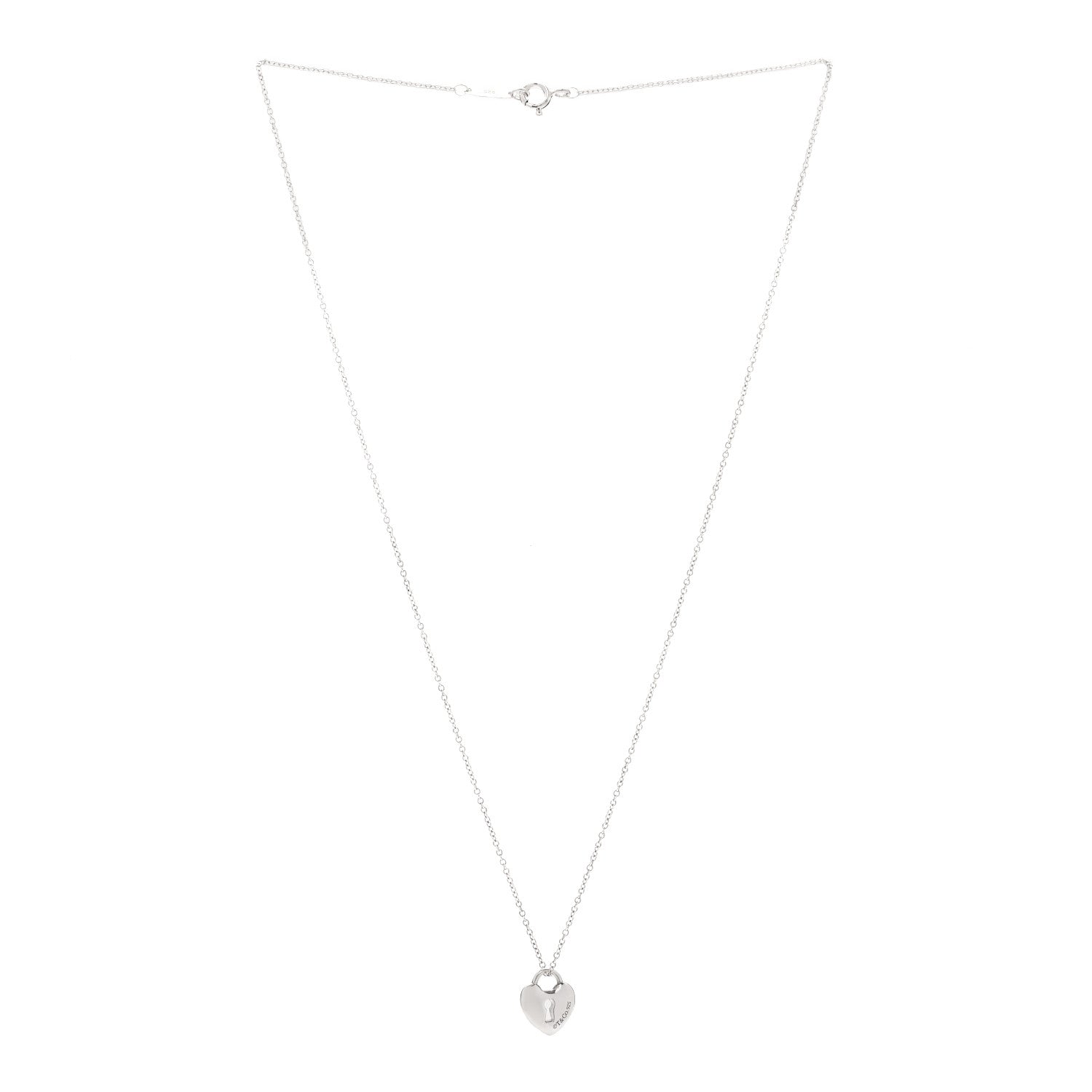 Tiffany Sterling Silver Heart Lock Pendant Link Necklace 3 of 6