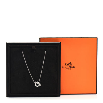 Hermes 18K White Gold Diamond Finesse Pendant Necklace 5 of 5