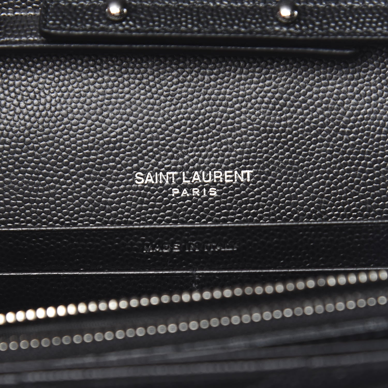 Saint Laurent Grain De Poudre Matelasse Chevron Monogram Chain Wallet Black 6 of 11