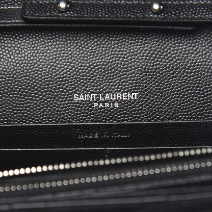 Saint Laurent Grain De Poudre Matelasse Chevron Monogram Chain Wallet Black 6 of 11