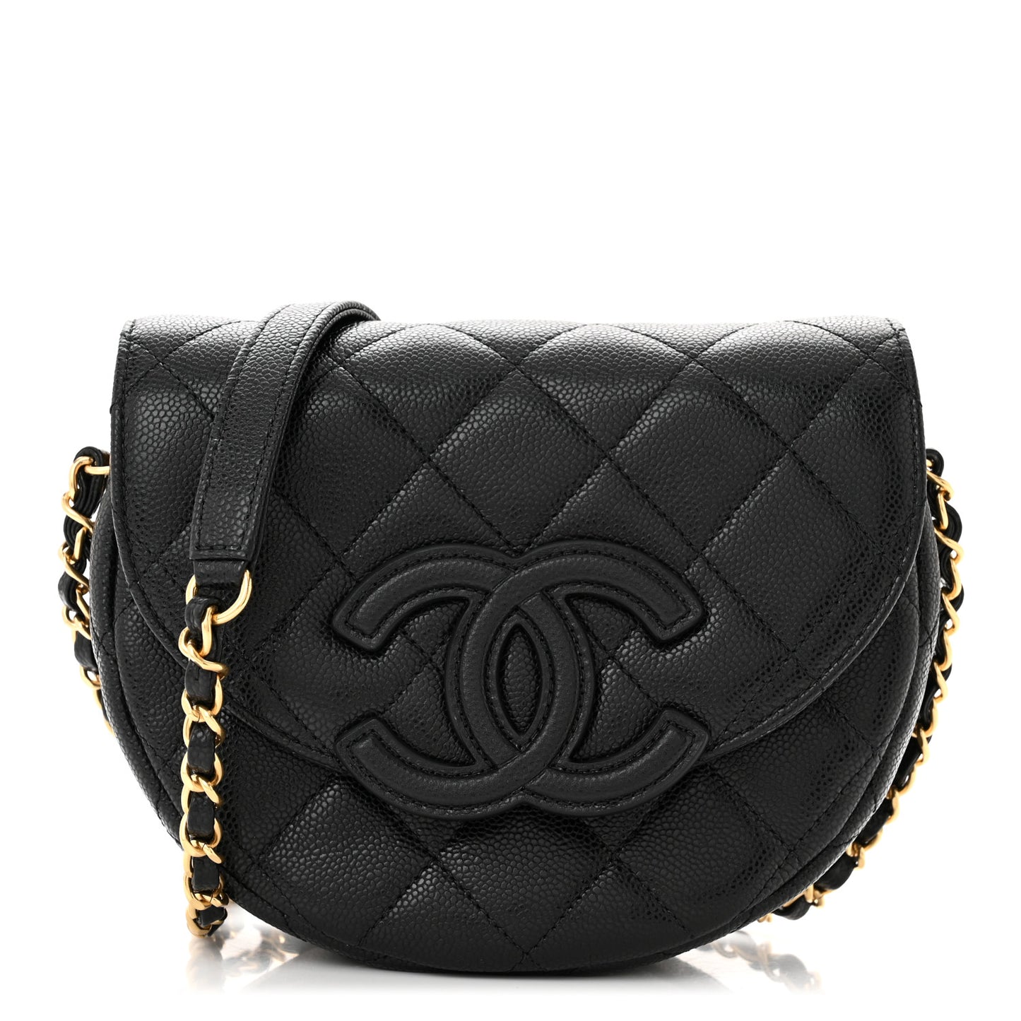 Caviar Quilted Mini Messenger Flap Black