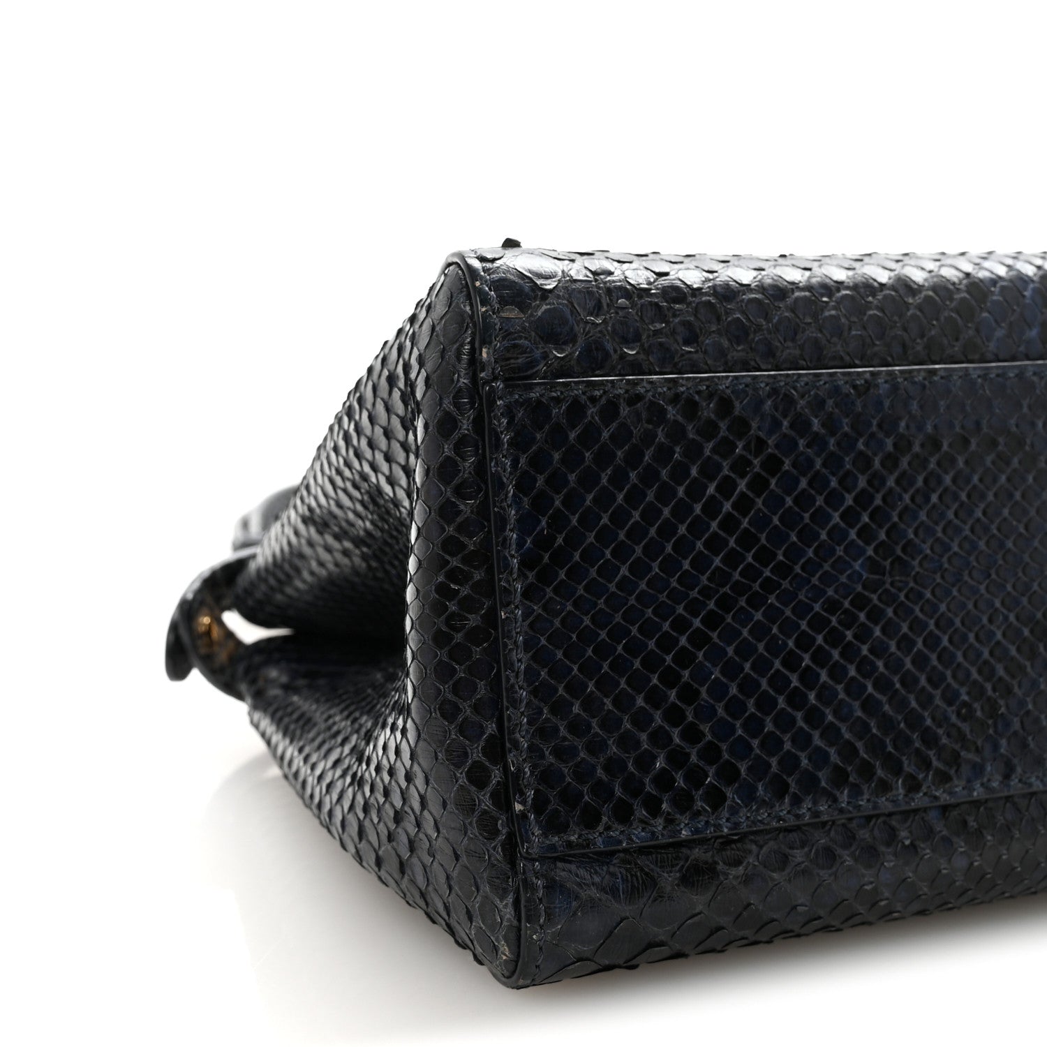 Fendi Python Shiny Nappa Mini Peekaboo Iconic Satchel Blue Jeans 14 of 17