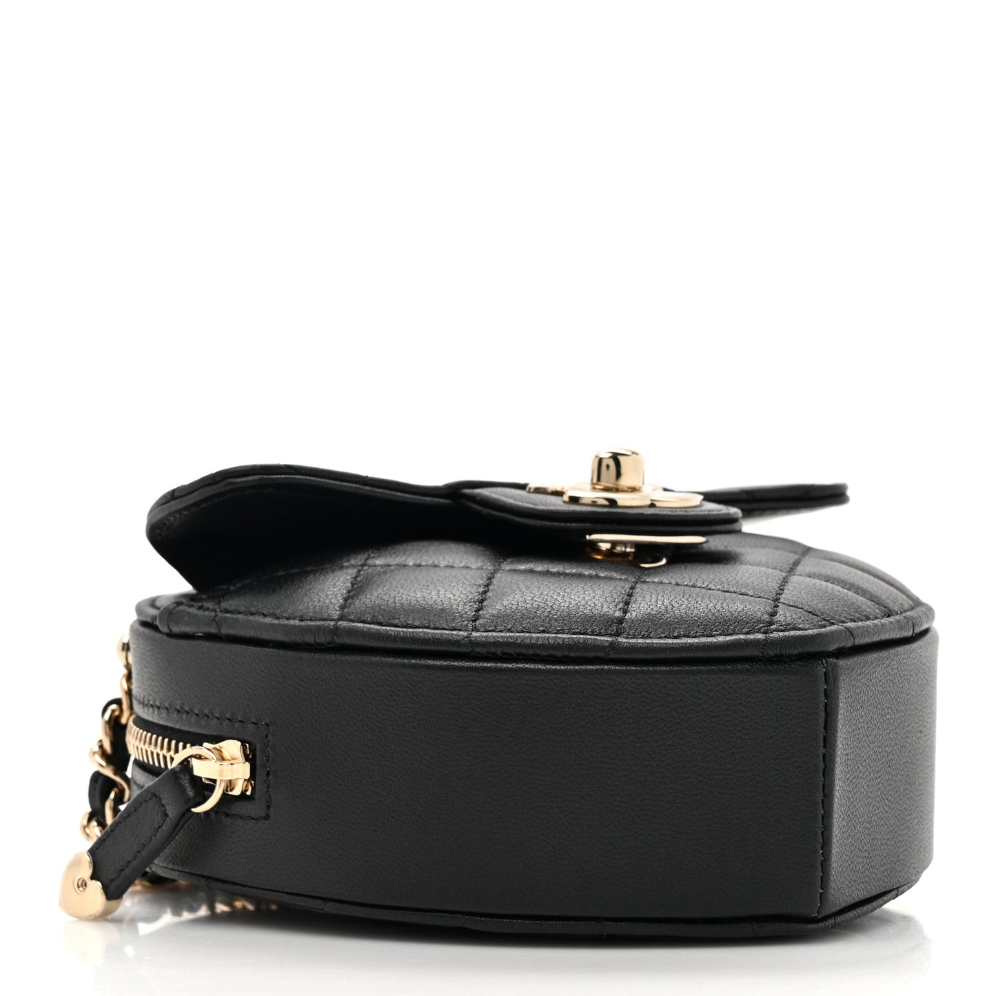 Lambskin Quilted CC In Love Heart Clutch With Chain Black