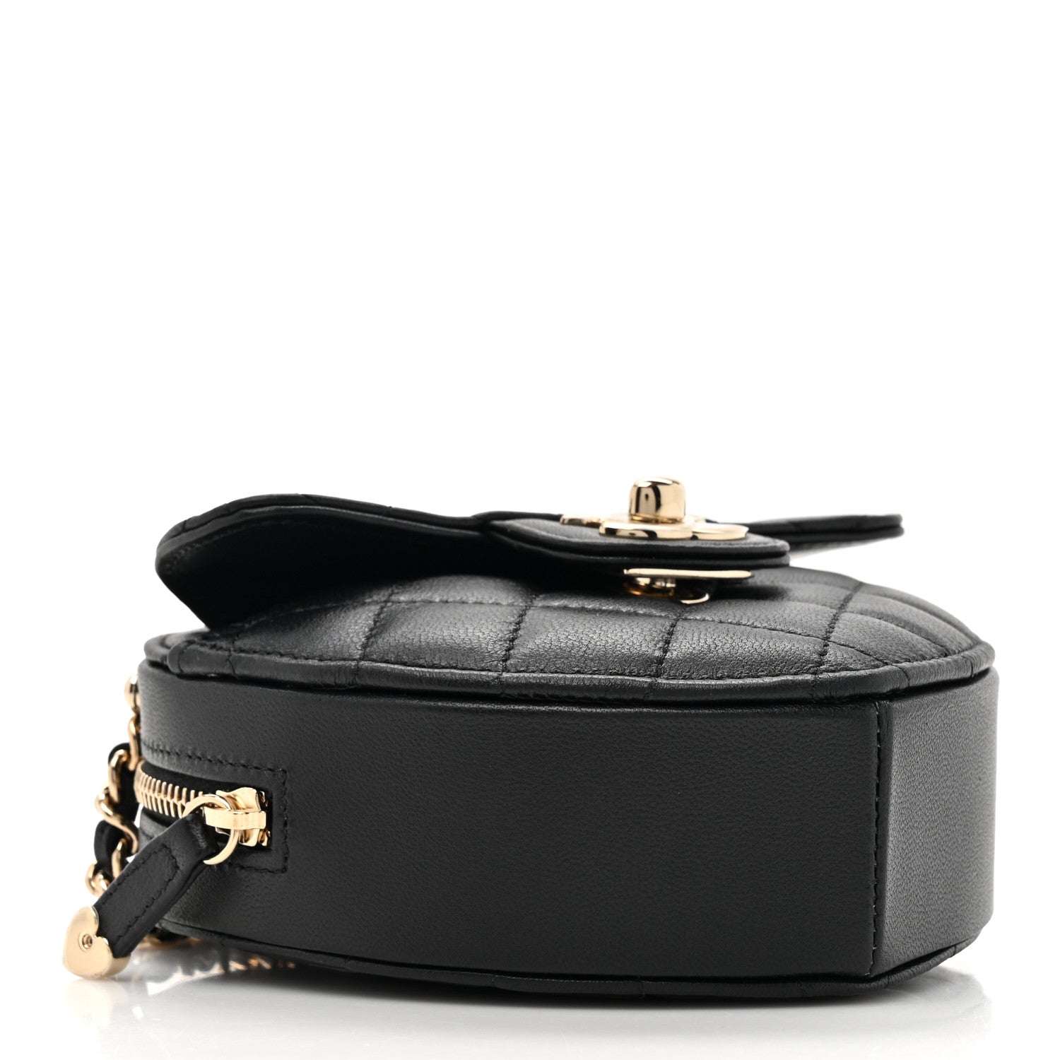 Chanel Lambskin Quilted CC In Love Heart Clutch With Chain Black 4 of 12