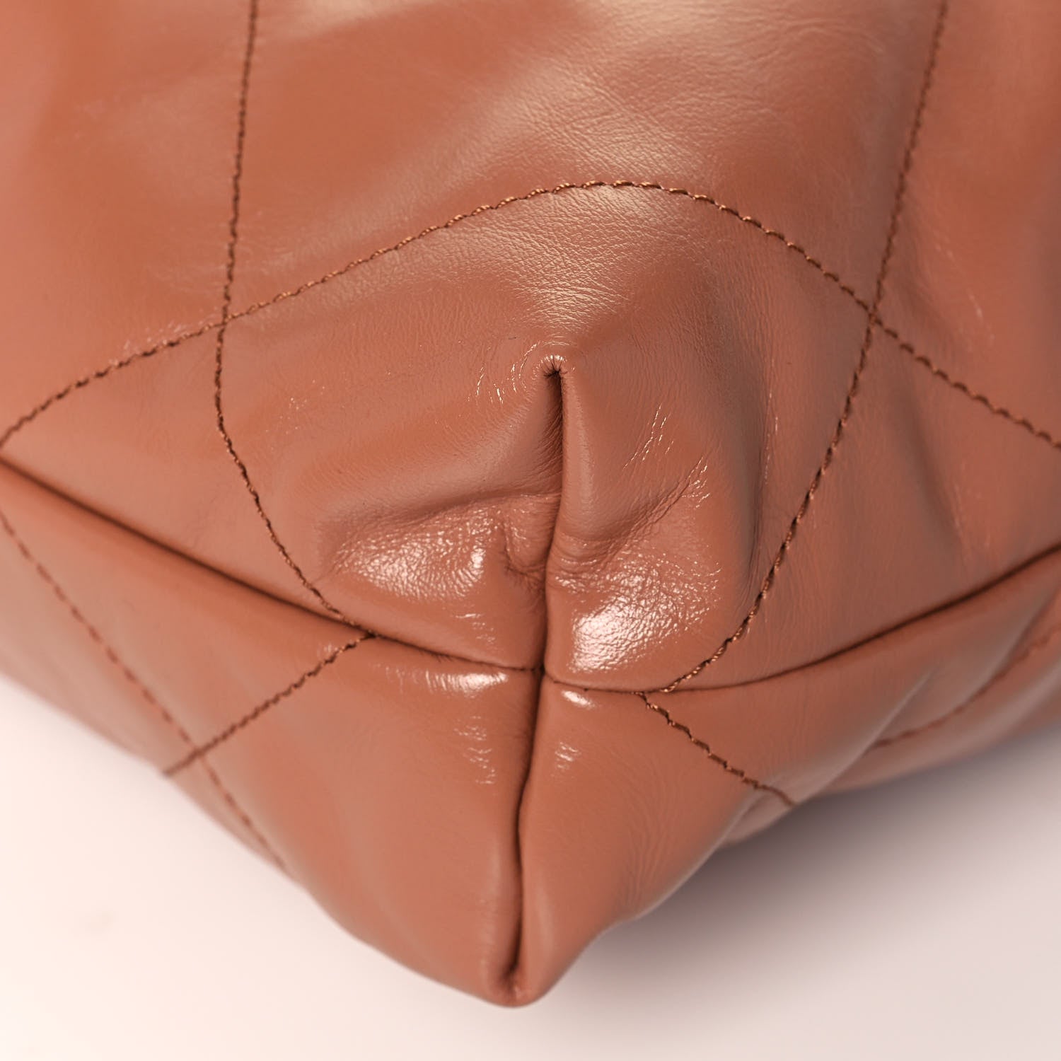 Chanel Shiny Calfskin Quilted Small Chanel 22 Camel 11 of 14
