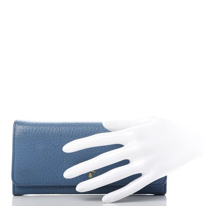 Prada Vitello Phenix Continental Flap Wallet Cobalto 2 of 9
