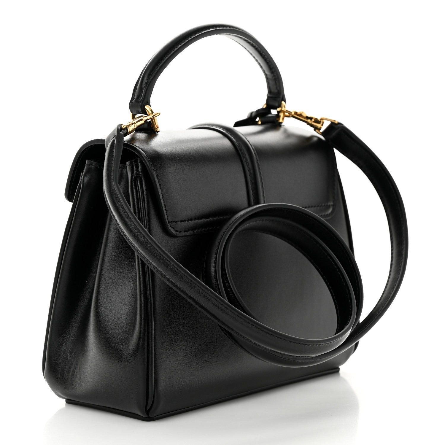 Celine Satinated Calfskin Mini 16 Top Handle Bag Black 3 of 12