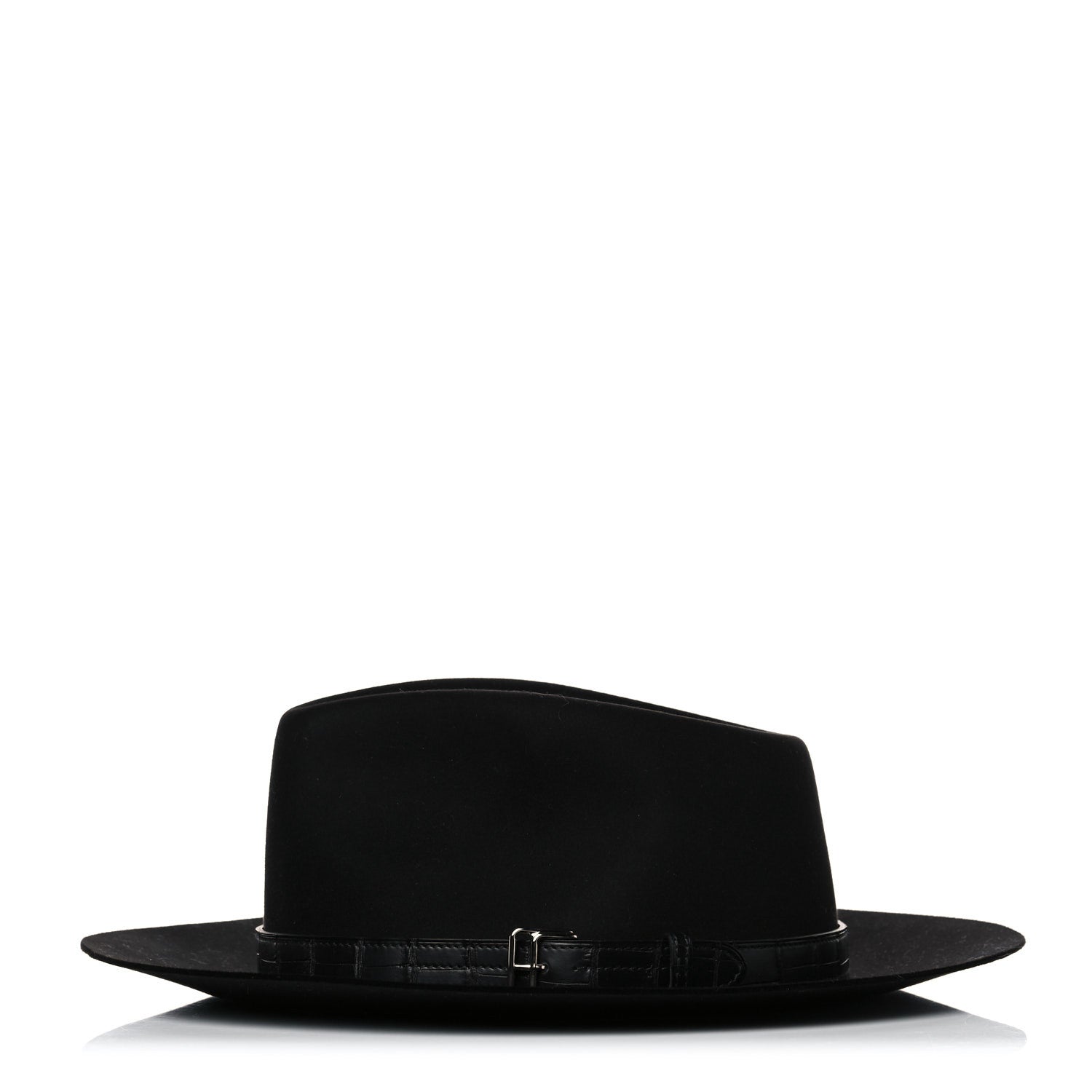 Hermes Felt Alligator Mens Barnabe Hat 57 Black 1 of 10