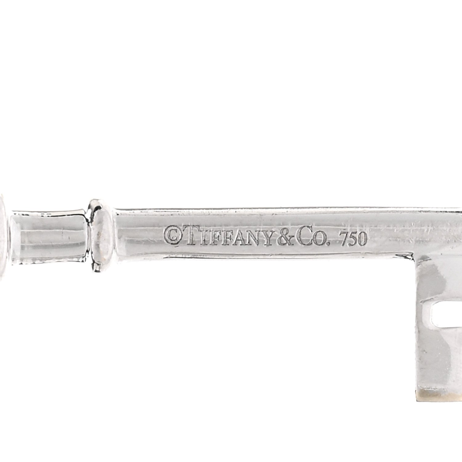 Tiffany 18K White Gold Diamond Quatrefoil Key Pendant 3 of 3