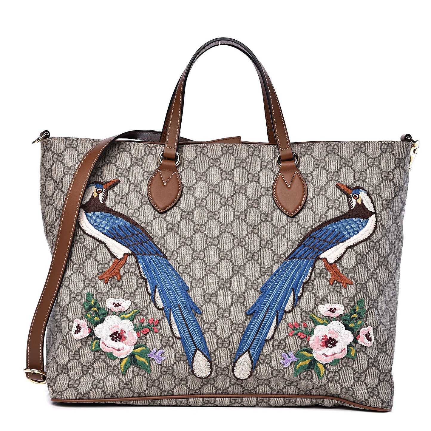 Soft GG Supreme Monogram Garden Collection Crossbody Tote Beige Tuscany