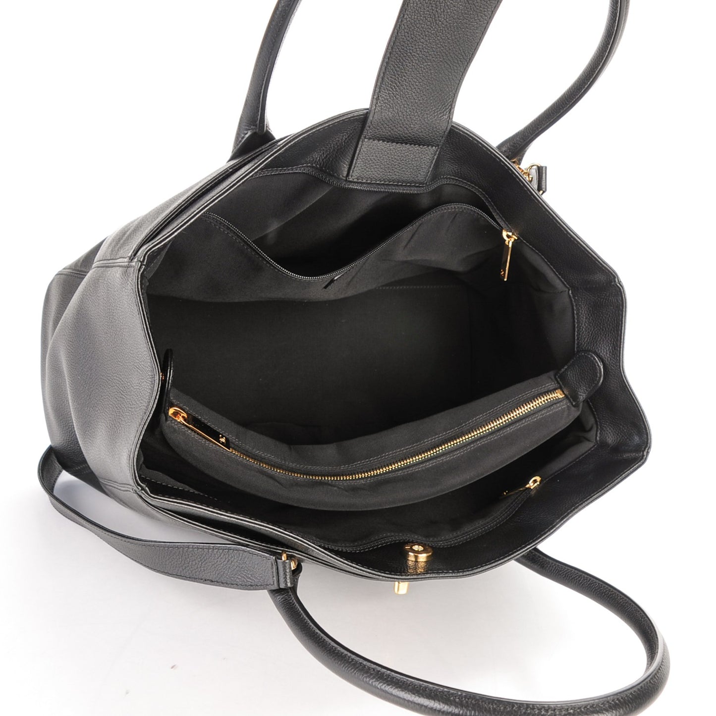 Calfskin Cerf Executive Shopper Tote Black