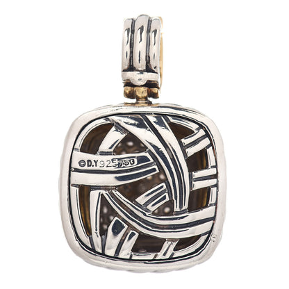 David Yurman Sterling Silver 18K Yellow Gold Diamond Pave 14mm Albion Enhancer Pendant 3 of 3