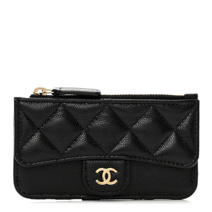Chanel Caviar Quilted Flap Zip Card Holder Black 1 of 8