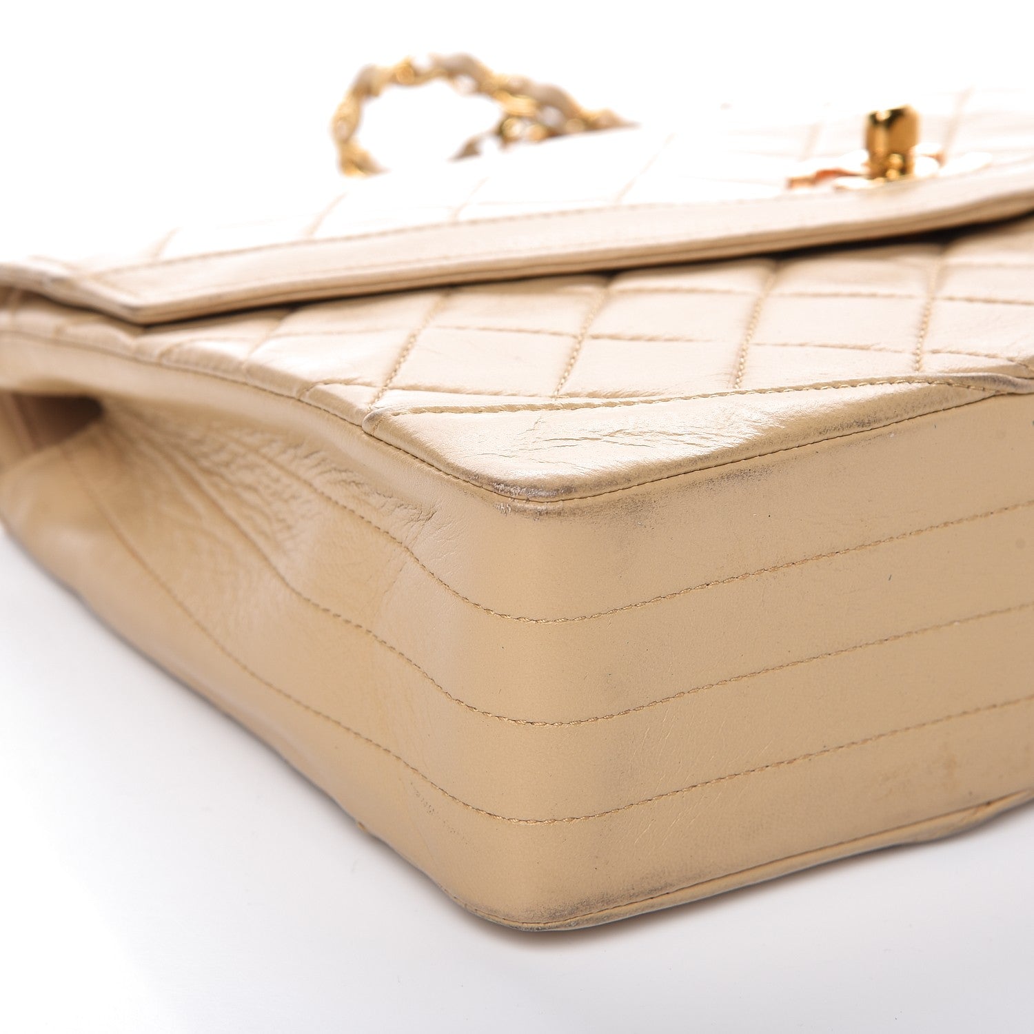 Chanel Lambskin Quilted Medium Single Flap Beige 10 of 14