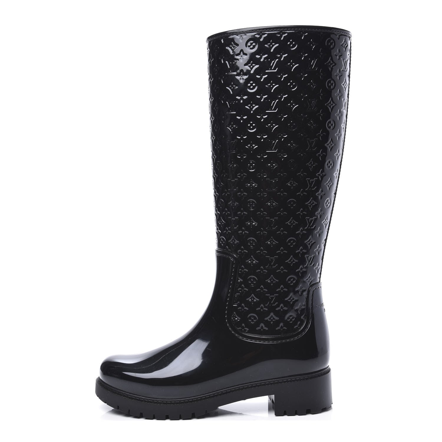 Louis Vuitton Rubber Embossed Monogram Splash Rain Boots 38 Black 1 of 8