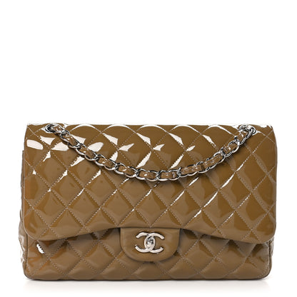 Chanel Patent Calfskin Quilted Jumbo Double Flap Grey 1 of 13
