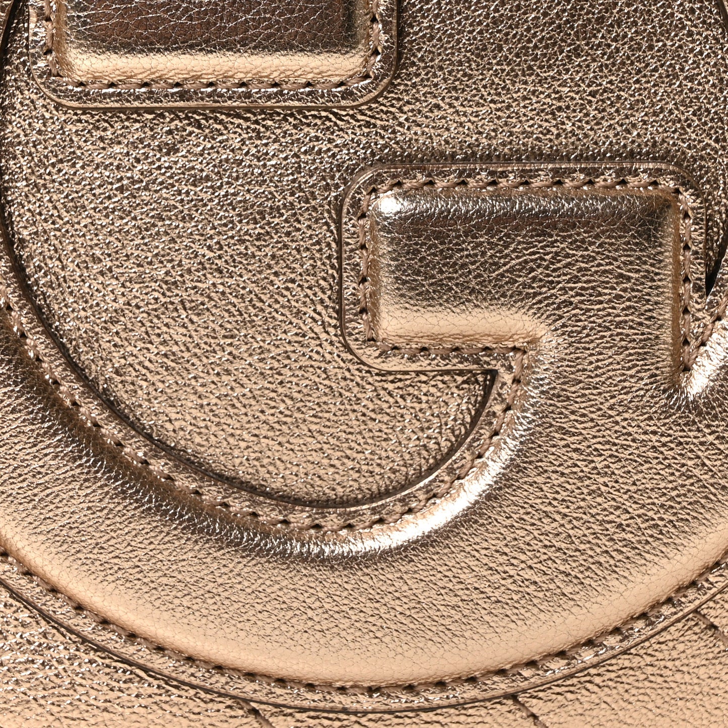 Metallic Sakai Be Green Calfskin Diagonal Stitched Small Blondie Shoulder Bag Golden Beige