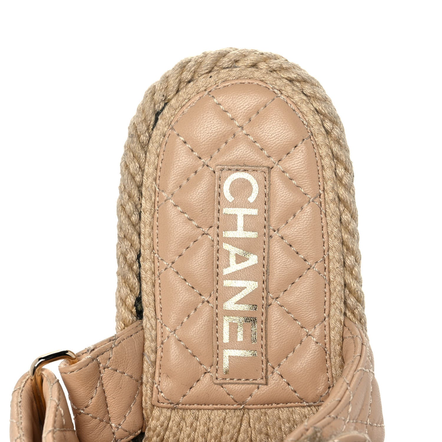 Chanel Cord Lambskin Quilted Logo Mules 37 Beige 7 of 8