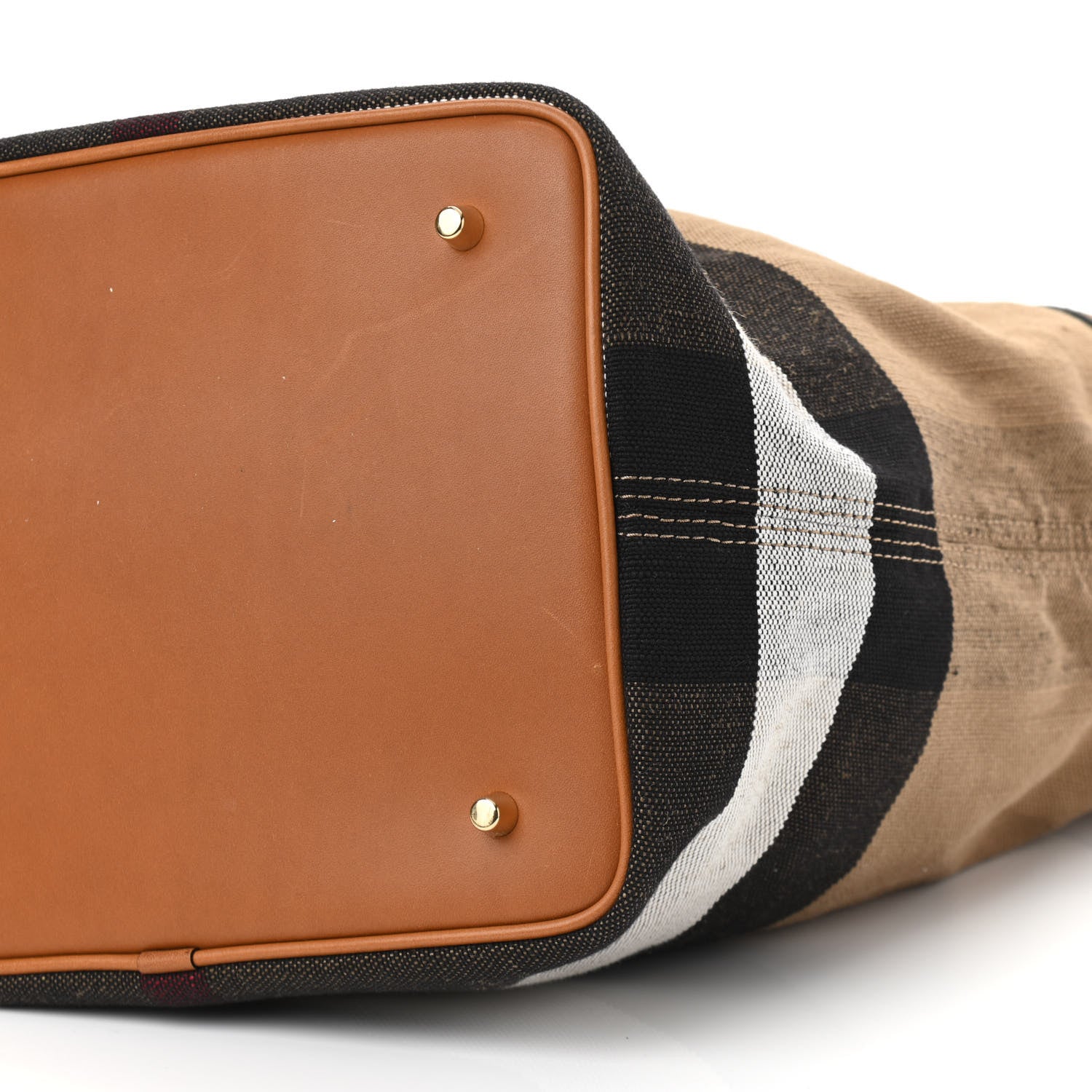 Burberry Grainy Calfskin Canvas Mega Check Medium Ashby Tassel Hobo Saddle Brown 11 of 11