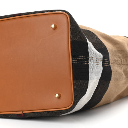 Burberry Grainy Calfskin Canvas Mega Check Medium Ashby Tassel Hobo Saddle Brown 11 of 11